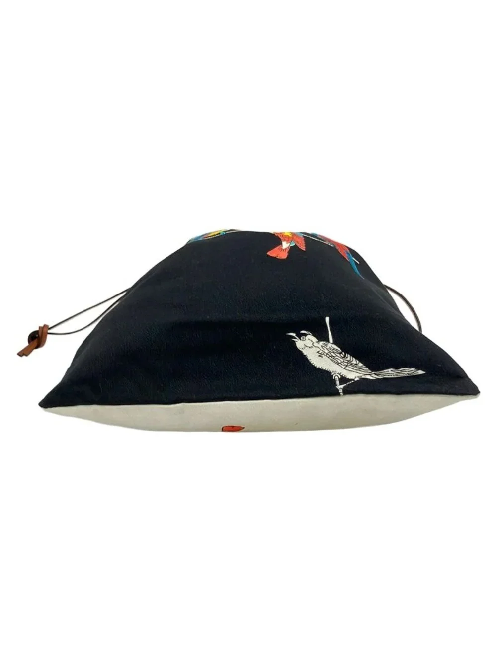 Loewe Pouch Drawstring Brown Multi Bird Paula's Ibiza Collaboration Cotton